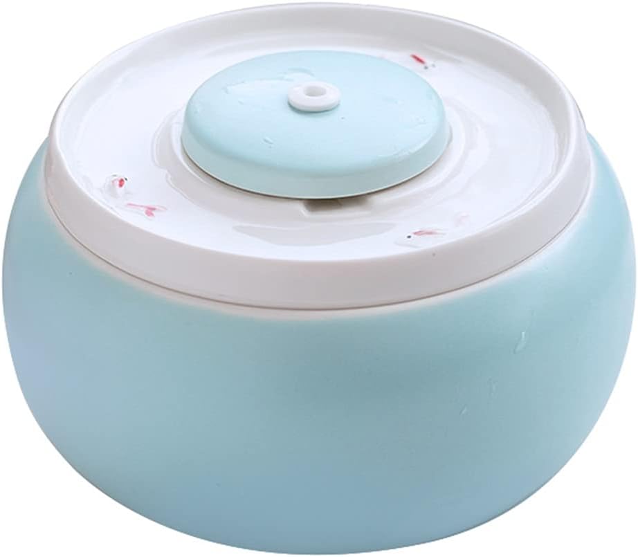 Ceramic Cats Drinking Water Fountain 1.8L Cats Dogs Drinker Bowl Electric Automatic Water Feeder Dispenser Pet Bowls Keep Warm (Color : Pink) (Blue)