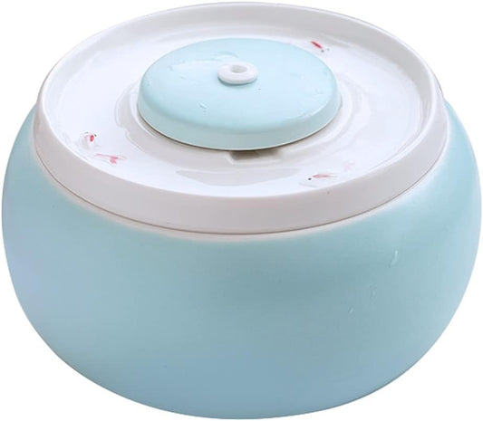 Ceramic Cats Drinking Water Fountain 1.8L Cats Dogs Drinker Bowl Electric Automatic Water Feeder Dispenser Pet Bowls Keep Warm (Color : Pink) (Blue)