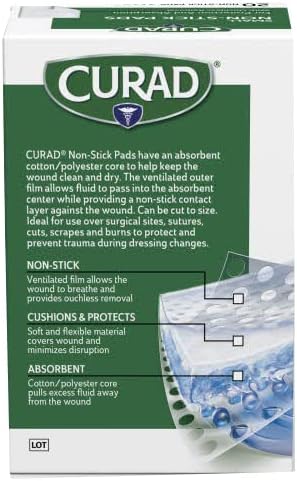 Curad Non-Stick Pads, 2 X 3 Inch(5.1 x 7.6 cm), 20 Count