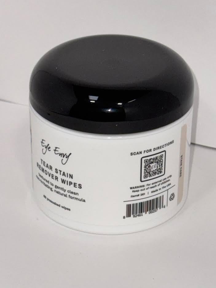Eye Envy Tear Stain Wipes for Cats. Textured to Gently Clean, Treats The Cause of Staining. 100% Natural Formula. Recommended by Persian & Exotic Breeders, Vets, Groomers. USA Made. 60 Cat Eye Wipes