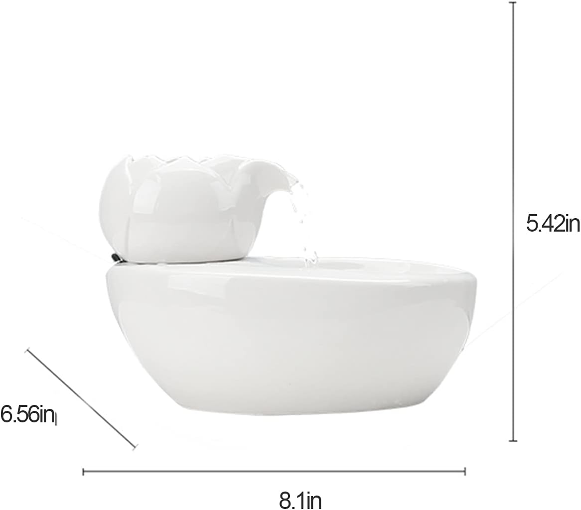 Ceramic Pet Cat Fountain Dog Drinking Fountain USB Electric Ceramic Pets Water Dispenser Automatic Mute Suitable for Cats and Dogs Filtered Water Ceramic Design and Easy to Clean (White)