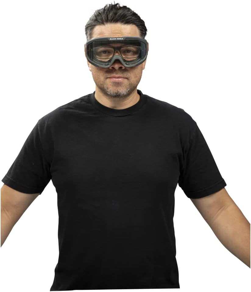 Klein Tools 60479 Safety Goggles, Clear Lens PPE Eye Protection, Anti-Fog, Scratch-Resistant, UV Protection, Adjustable Vents