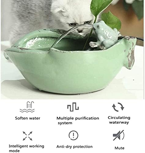 fountain Ceramic Cat Drinking Water Fountain, 1.2 Liters Pet Water Fountains for Cats and Dogs, Electric Pet Water Dispenser with Quiet Pump and Filters Pet water dispenser (Color : Green)