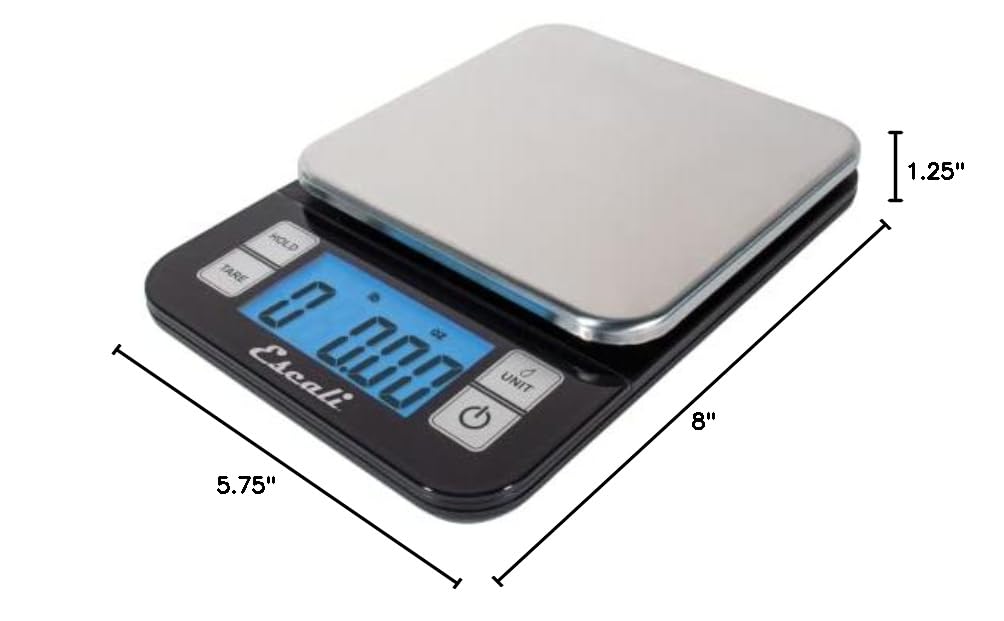 Escali Nutro Digital Food Scale, Multi-Functional Kitchen Appliance, Precise Weight Measuring and Portion Control, Baking and Cooking Made Simple, Stainless Steel Platform, Black, 1 Unit