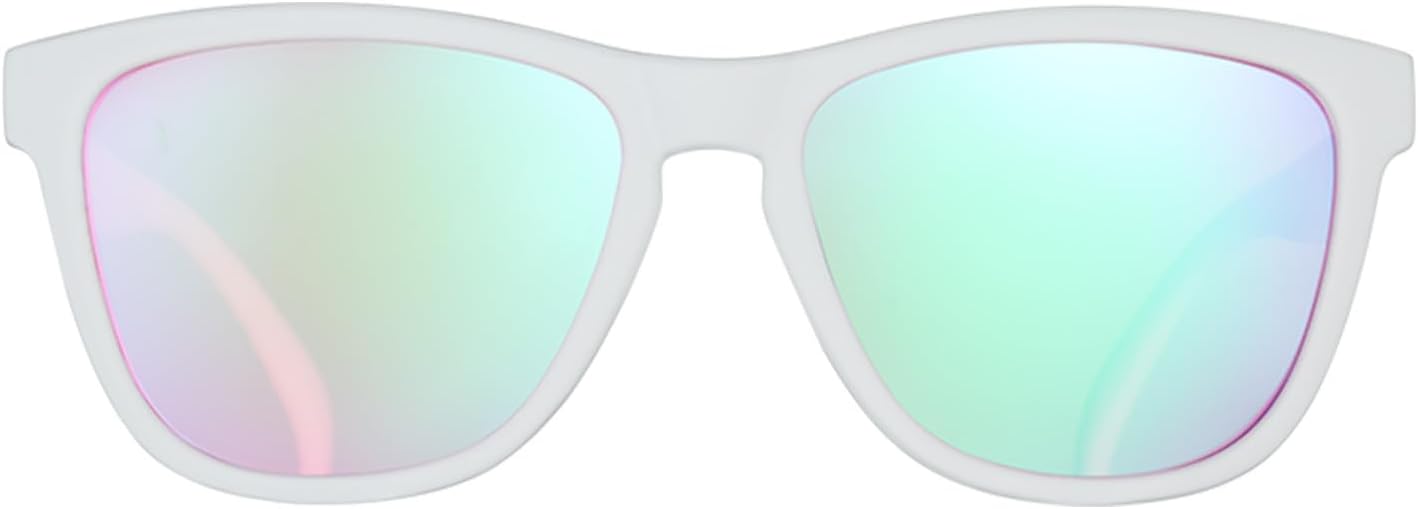 goodr Au Revoir, Gopher Polarized Sunglasses, Medium Sized (OG), White Solid Frame with Rose High Contrast Lenses, UV400 Protection, No Slip, No Bounce