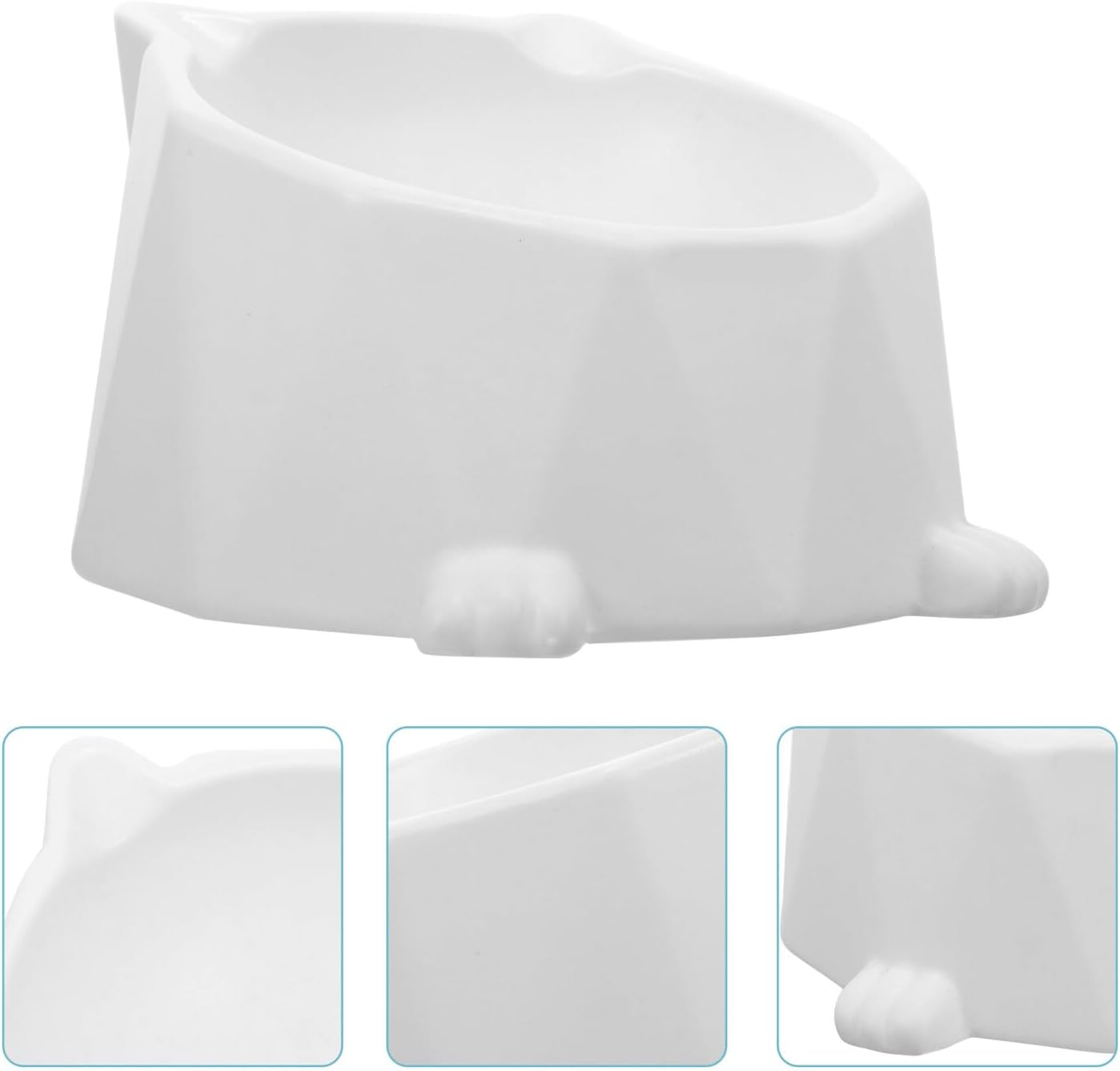 Milisten Ceramic Raised Cat Bowl Elevated Feeding Dish Anti-Spill Wear-Resistant Compact Pet Bowl for Indoor Cats and Small Dogs, White,