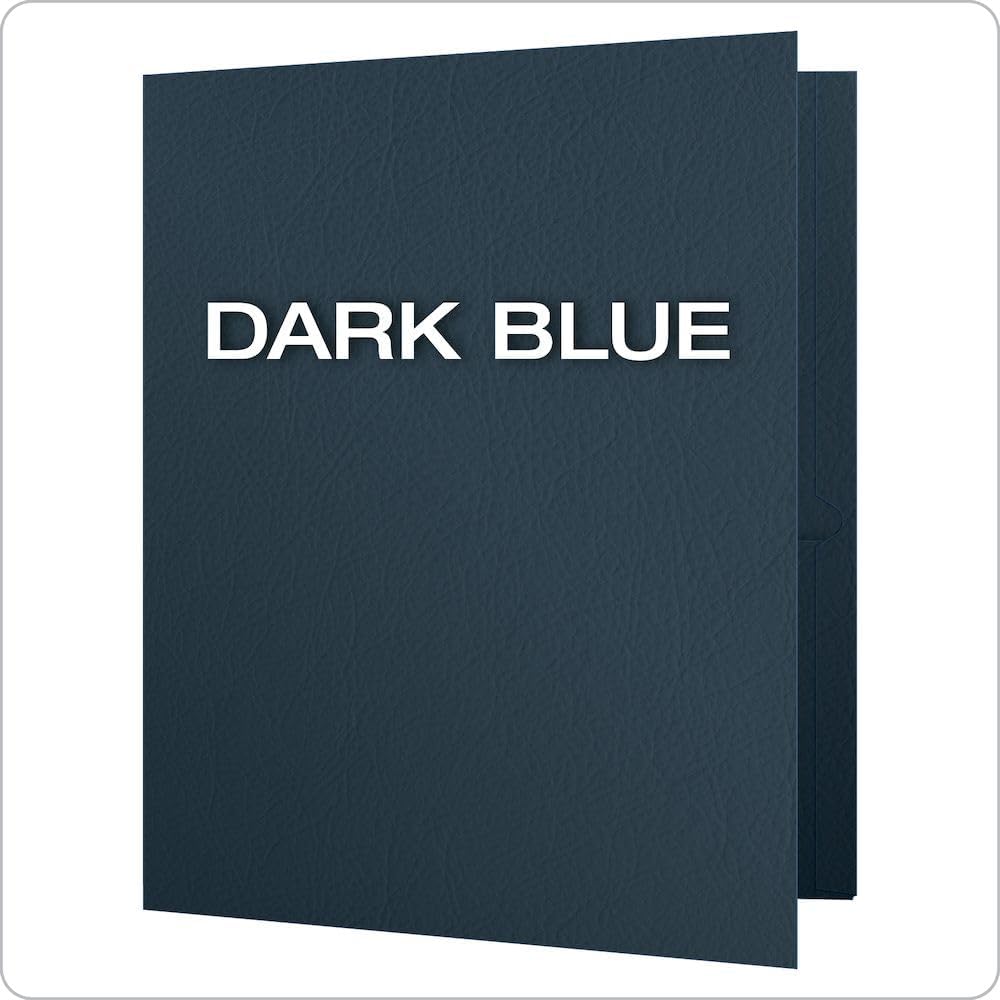 Oxford Twin-Pocket Folders, Textured Paper, Letter Size, Dark Blue, Holds 100 Sheets, Box of 25 (57538EE)