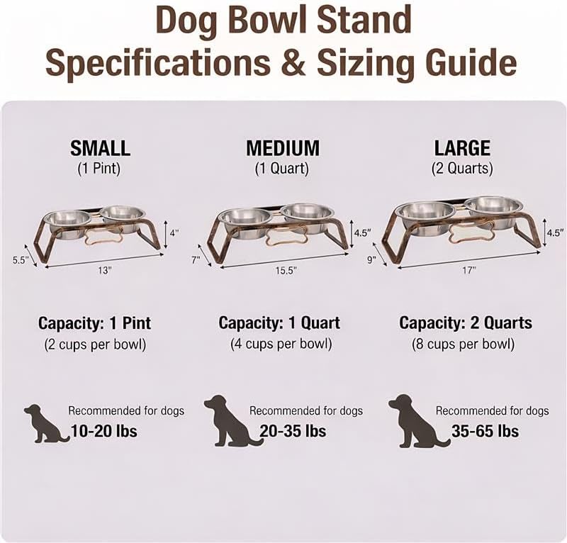 Loving Pets Elevated Dog Bowls – Raised Stainless Steel Dog Bowls with Steel Stand – Non-Skid, No Spill Feeder for Small, Medium & Large Dogs – Easy to Clean, Durable Raised Dog Feeding Station