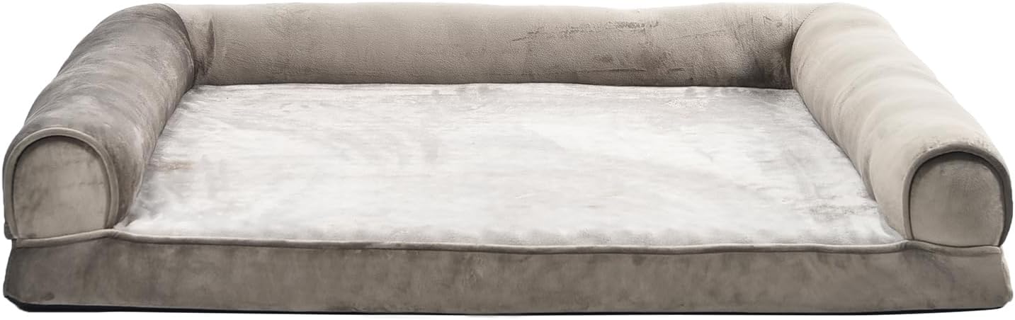 Amazon Basics Dog Bed with Cooling Gel Memory Foam, Pressure-Relief Support for Dogs up to 55lbs, Non-Slip Bottom, Machine Washable Cover, Large Sized (36" x 27"), Taupe