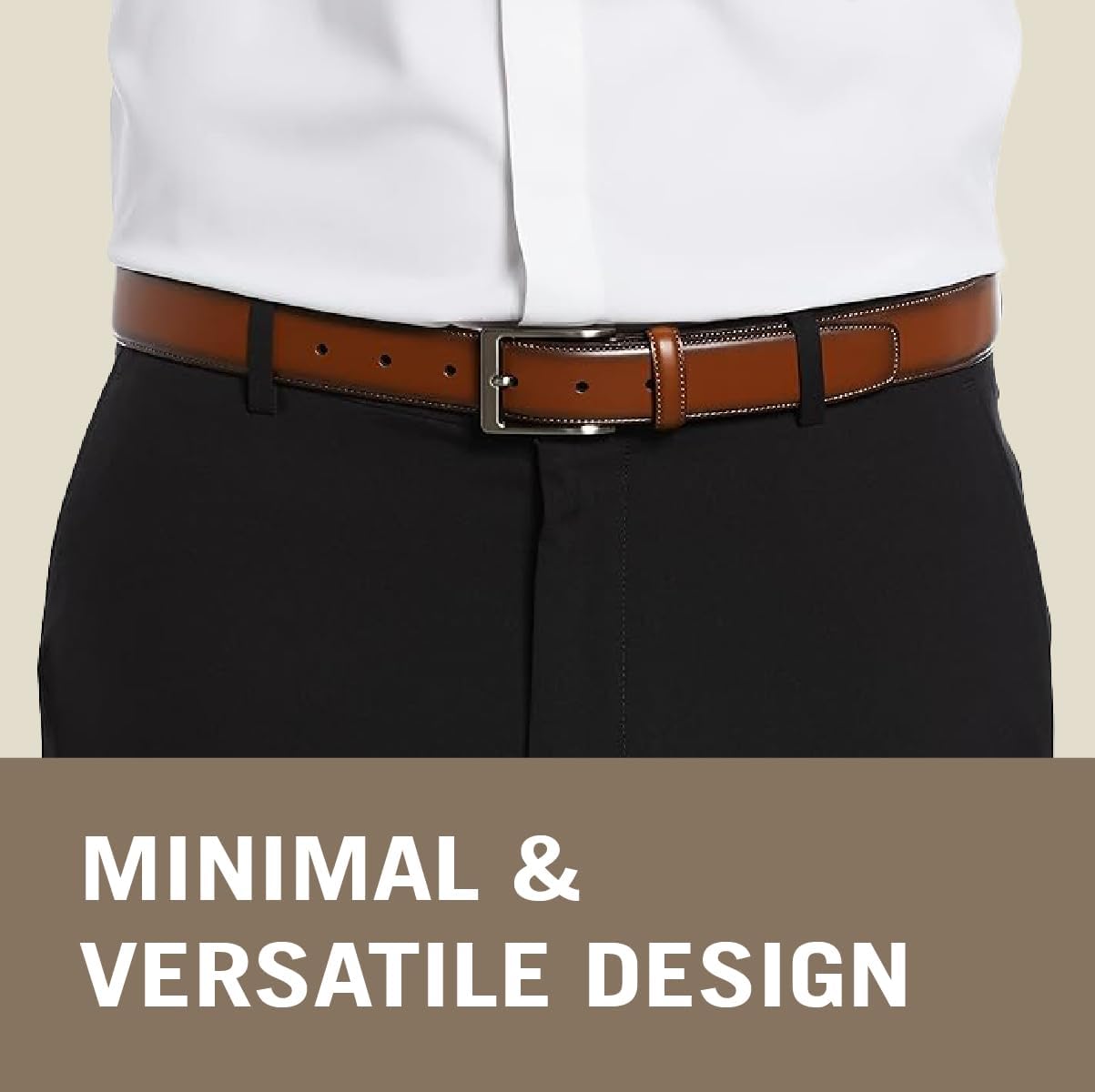 Perry Ellis Men's Portfolio Amigo Leather 1.25" Width Dress Belt (Available in Big & Tall)
