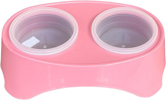 Elevated Double Pet Feeder – Raised Food and Water Bowls for Dogs & Cats – 2 Bowls with Stand (16.9 fl oz Each, 33.8 fl oz Total) – Ergonomic, Hygienic, Easy to Clean (Baby Pink)