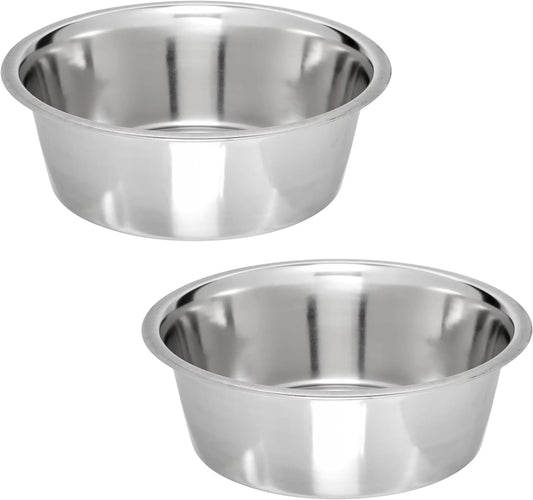 Stainless Steel Dog Bowl 2-Pack Metal Food and Water Dish (8.1" inch Outer Diameter) Pet Feeder Replacement Bowls Dishwasher Safe, Easy to Clean (7 Cups)