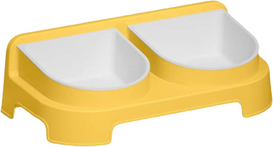 iiniim Elevated Dog Feeder Bowls Double Dish with Stand Raised Food and Water Bowls for Small Medium Dogs Cats Yellow One Size