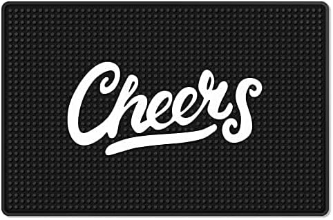 Cheers Bar Mat – Heavy Duty 18"x12" Rubber Bar Mats for Countertop, Non-Slip Bartender & Spill Mat for Home Bar, Cocktail Service & Bar Cart