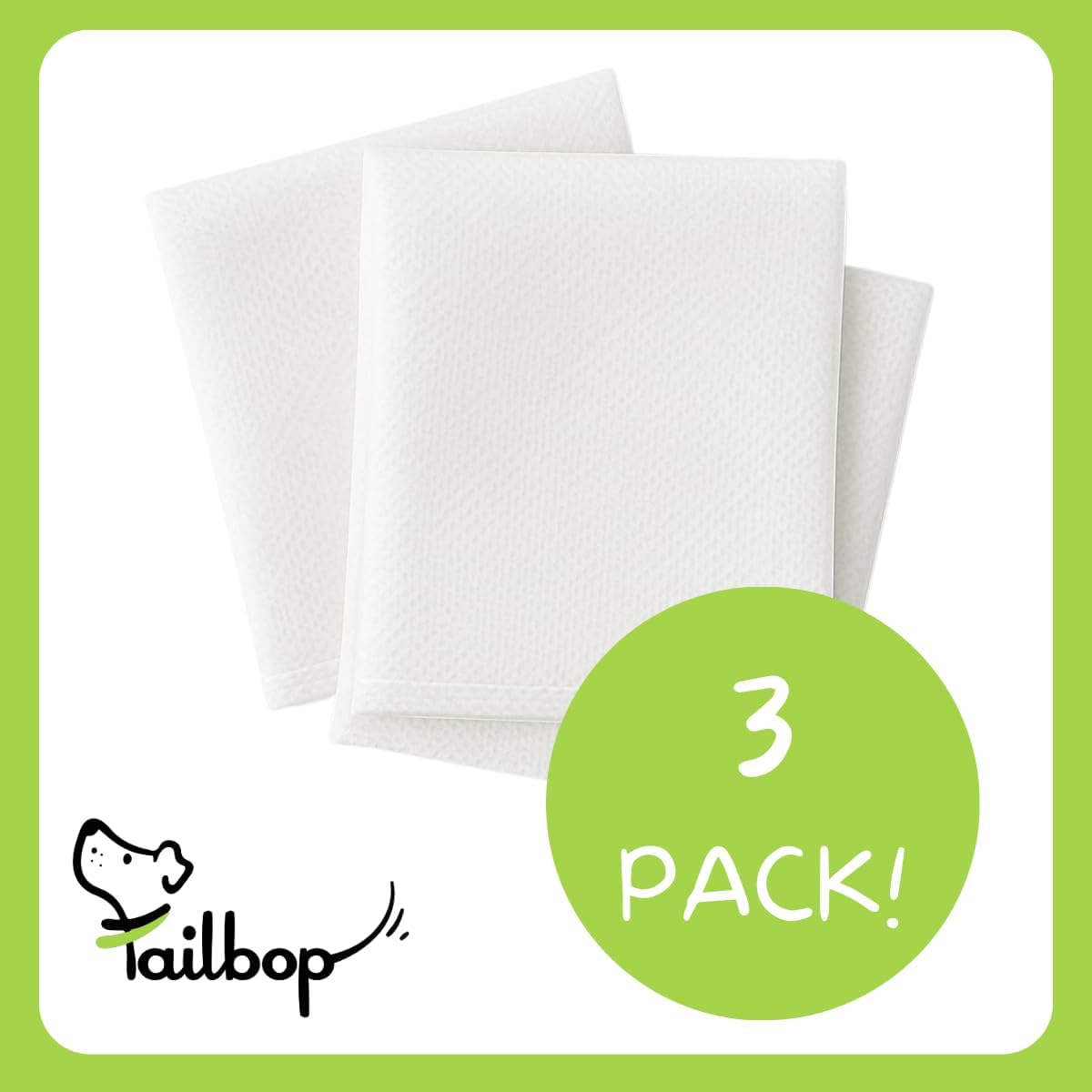 Tailbop Disposable Pet Bed Covers, Fits All Dog and Cat Beds or Mats, Rectangular or Round. Waterproof, Odor and Dirt Resistant, 100% Recyclable, 3 Pack (L-XL)