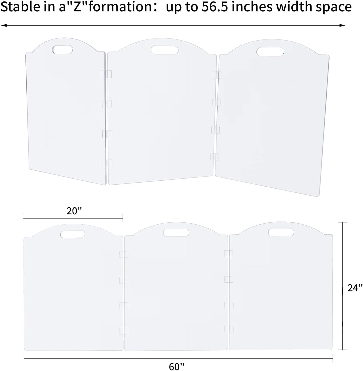 Clear Acrylic Freestanding Dog Gates for The House – Folding 3-Panel Pet Gates for Doorways, Indoor Stairs, and Hallways, Transparent Barrier for Dogs, Puppies, and Cats