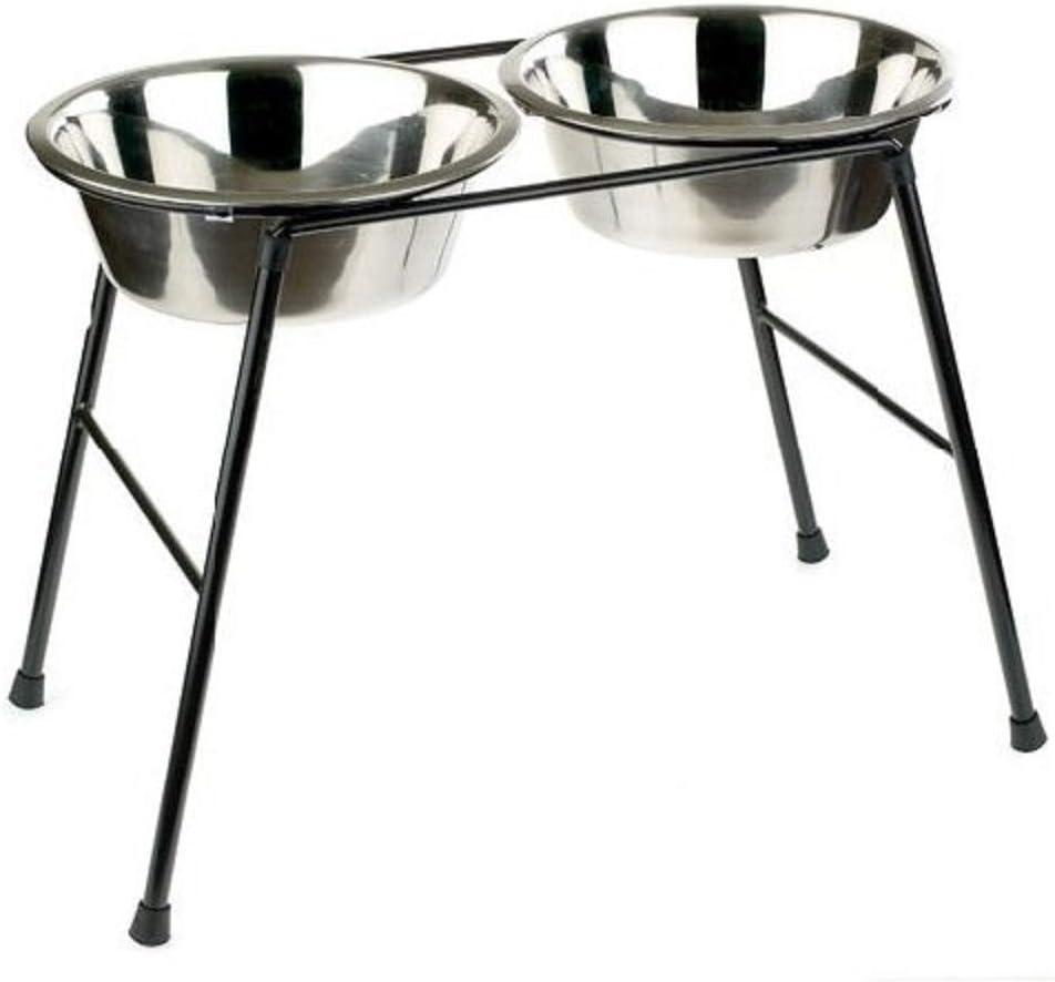 CLASSIC Pet Products Double Feeder High Stand with 2 x 2500 ml Stainless Steel Dishes, 370 mm Tall, Clear