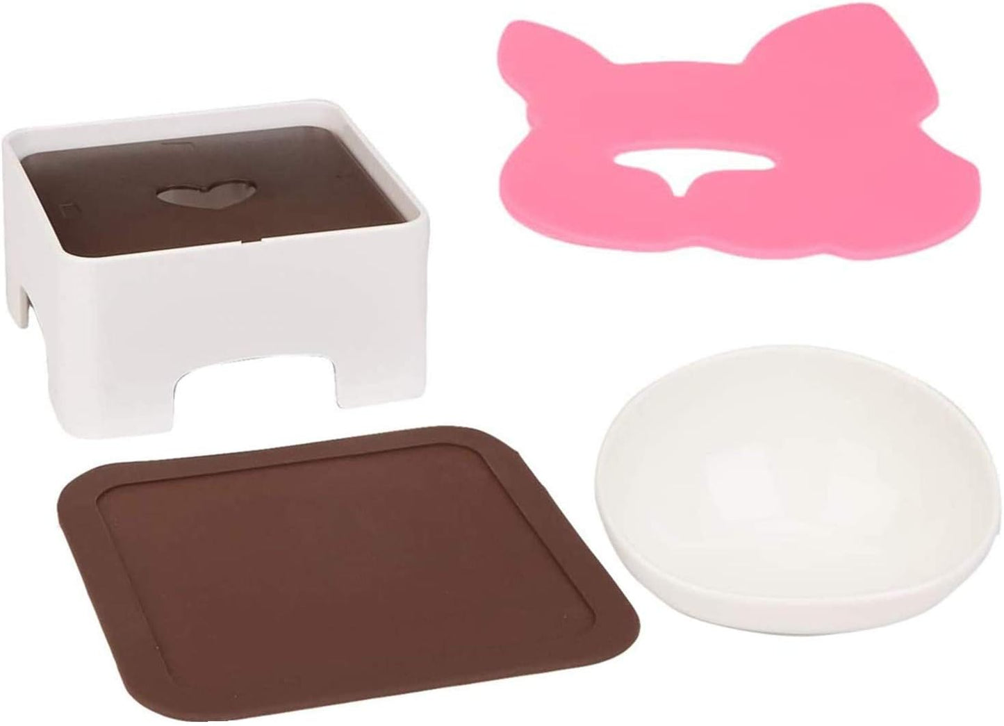 Bulldog Bowl Ceramic Dog Food Bowl - Cat Dish Wide Mouth Dog Bowl Pet Sterile Tilted Pet Feeder with Anti-Skid Rubber Mat (White M/1.5 Cup)