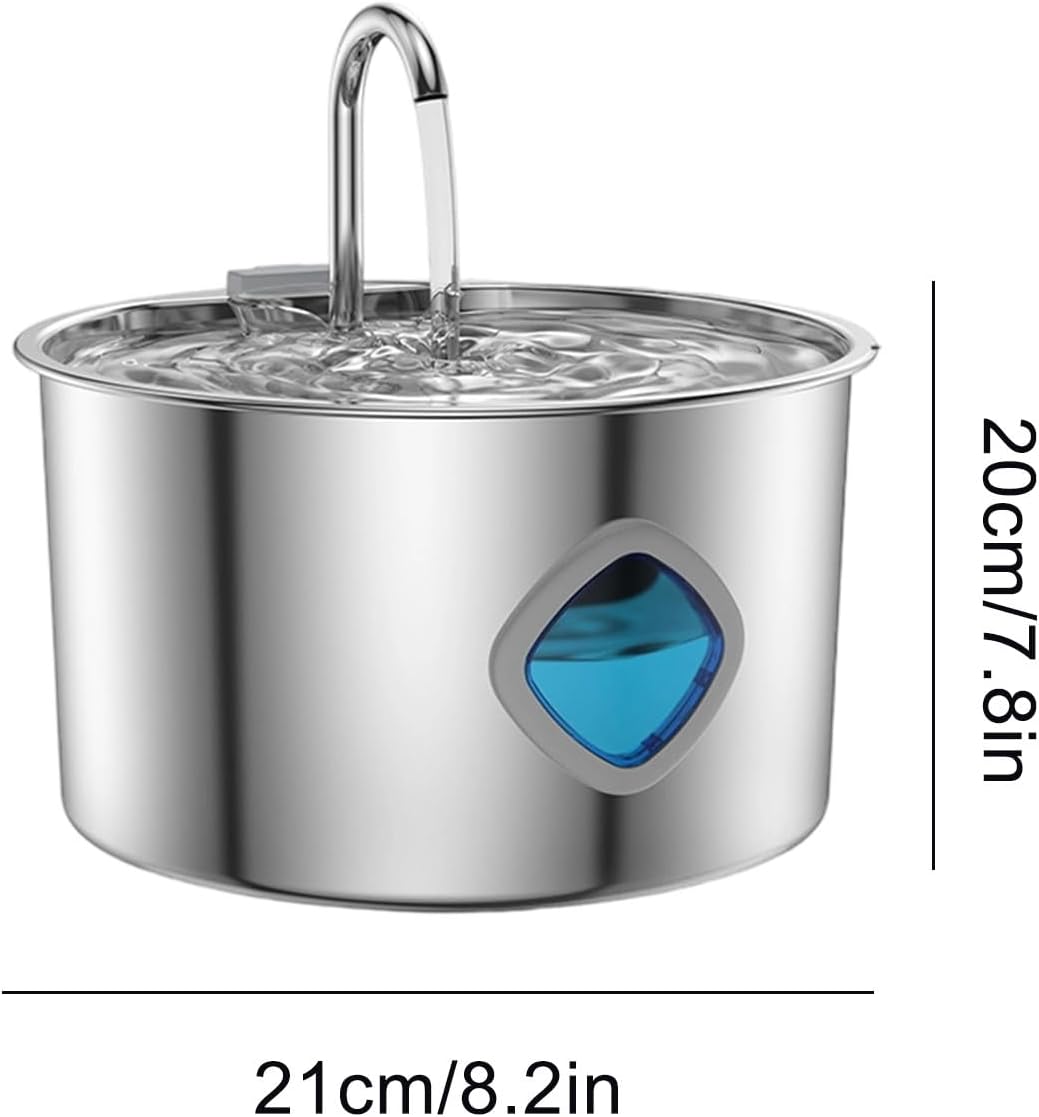 Cat Water Fountain Stainless Steel | 3.2L Cat Fountains for Drinking,Automatic Waterer Pet Feeding Bowl for Small Medium Large Breed Dog Puppy Kitten Drinking Watering Indoor