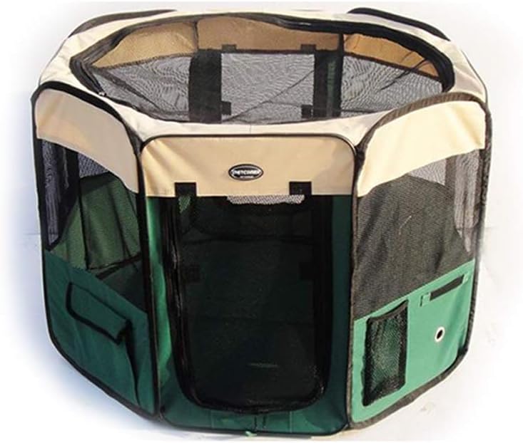 Crate Green Pet Portable Foldable Playpen Exercise Kennel Dogs Cats Indoor/Outdoor Removable Mesh Shade Cover Pet Playpen (Large)