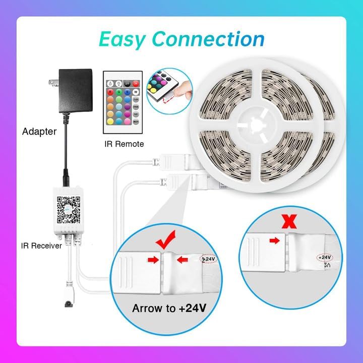 TJOY LED Lights for Bedroom 100ft, RGB Color Changing Led Strip Lighting with Remote and Smart APP Control, Music Sync Rope Lights via Bluetooth for Kitchen, TV, Room Decor