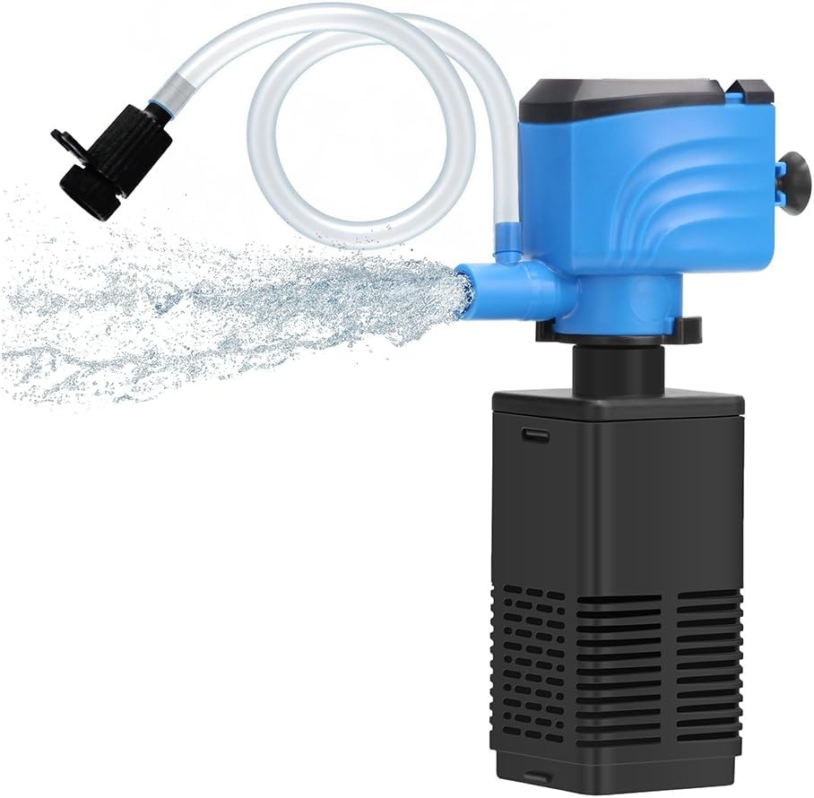 Aquarium Filter 5-15 Gallon Fish Tank Filter 120GPH Powerful Pump For Aquariums Adjustable Air Flow Submersible Internal Aquarium Filters For Pond Wavemaker Air Supply Freshwater And Saltwater