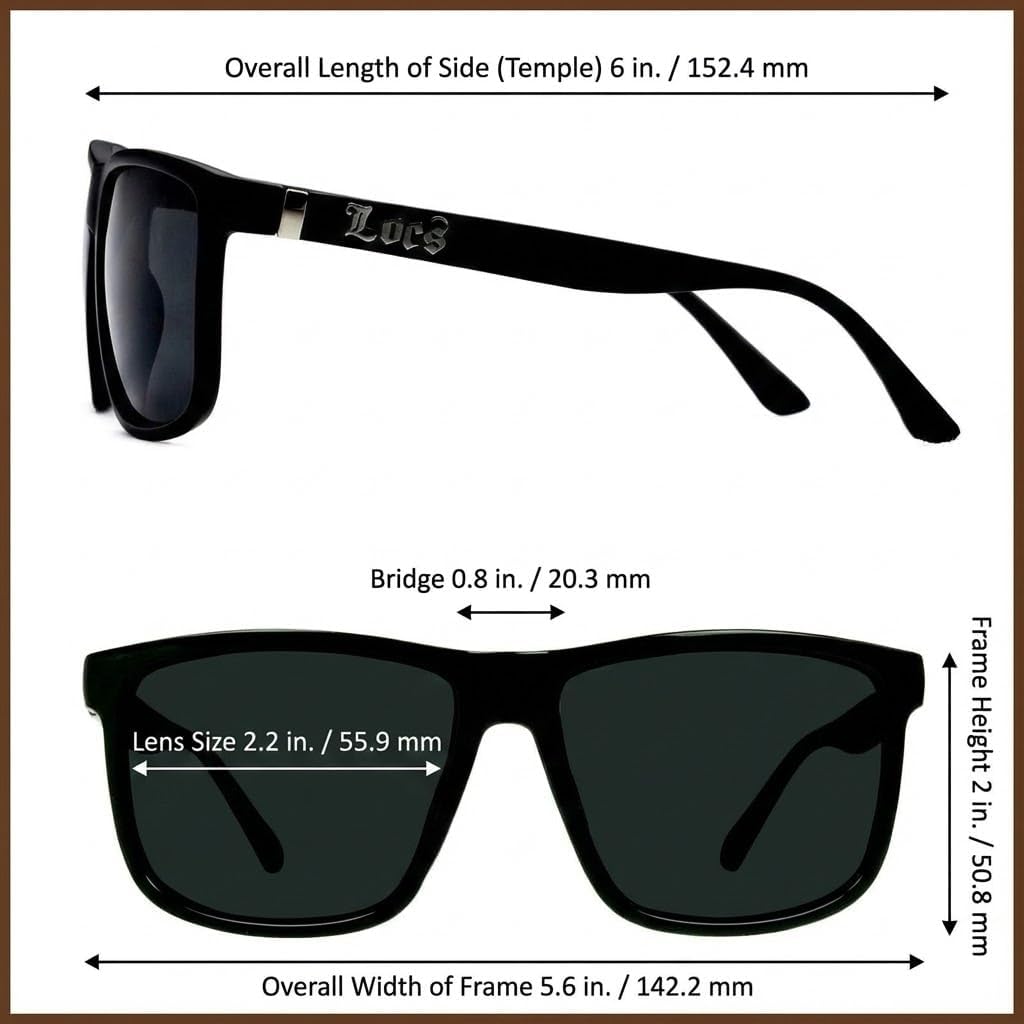 Locs Men's Gangster Oversized Rectangular Horn Rim Sunglasses - 91055 & 91295 Series