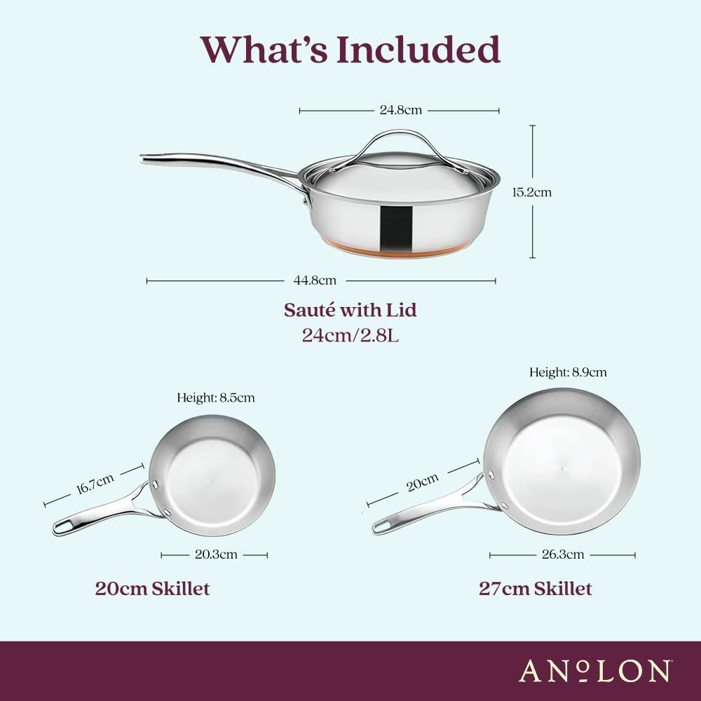 Anolon Nouvelle Stainless Steel Cookware Pots and Pans Set, 10 Piece