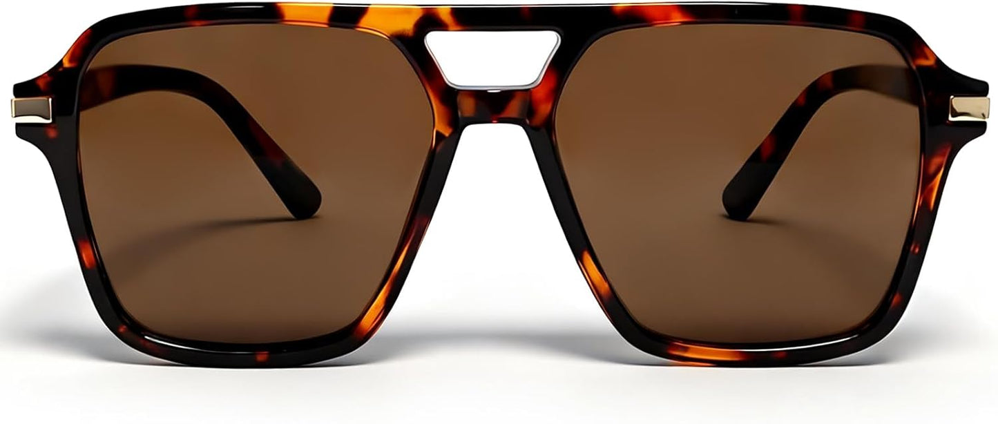 VISOONE Oversized Square Aviator Sunglasses for Women Men Flat Top Shades Regan