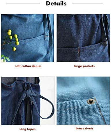 Denim Matching Apron for Kids and Adults, Children Age 4-7 9-12, Cooking Gardening Painting BBQ…