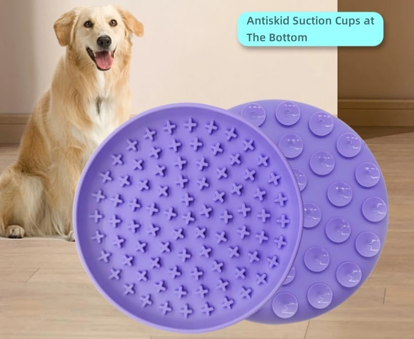 Slow Feeder,Cat Dog Help Slow Down Eating Speed Soft Silicone Rubber Cute Slow Feeder for Puppy/Cat/Dog (Purple, Small)