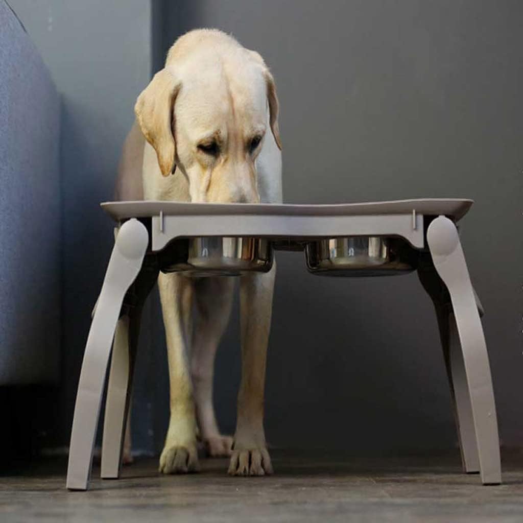 Pets Stand Raised Bowls Dog Food Water Feeder Portable Folding Ceramic Single Double Dish Bowl Adjustable Table Pet Supplies (Color : A) (B)