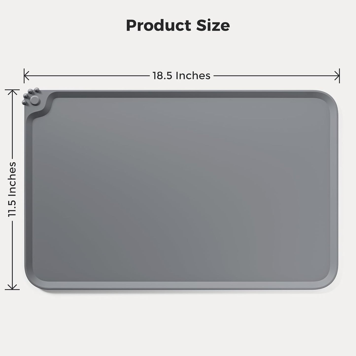 Silicone Pet Food Mat Waterproof - BPA Free Non-Slip Dog Feeding Mat with High Raised Edges - Spill-Proof Placemats for Cats and Dogs Food and Water Bowls 18.5"x11.5"