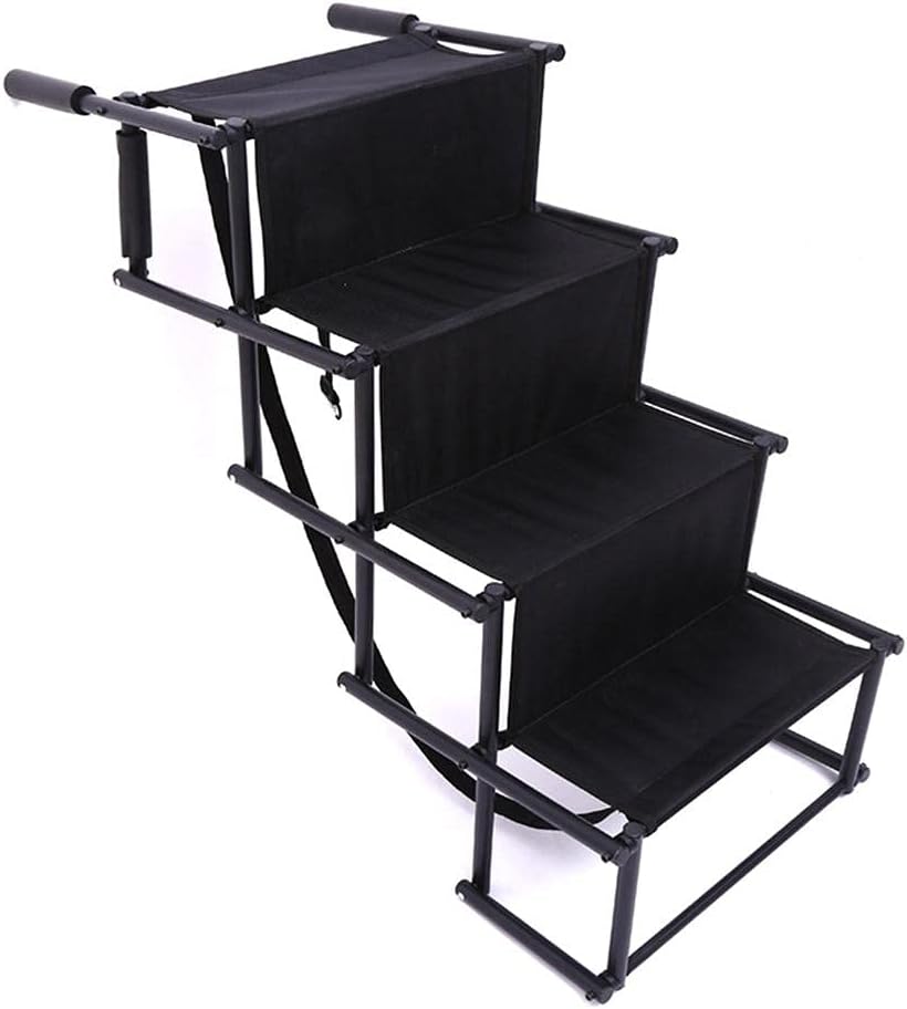 Car Dog Steps Pet Stairs Dog Ramp Lightweight Folding Pet Ladder Ramp Dog Stairs for High Beds Trucks Cars and SUV (Color : Black Size : Same Size)