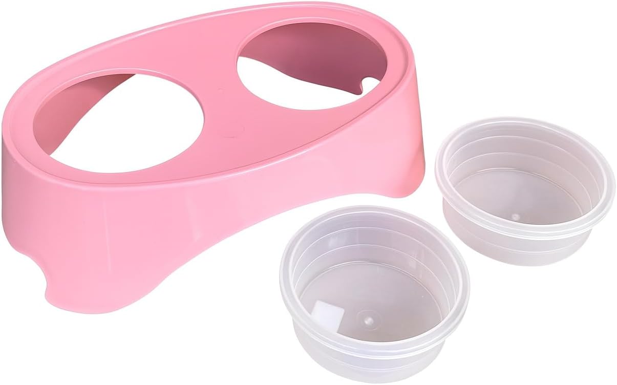 Elevated Double Pet Feeder – Raised Food and Water Bowls for Dogs & Cats – 2 Bowls with Stand (16.9 fl oz Each, 33.8 fl oz Total) – Ergonomic, Hygienic, Easy to Clean (Baby Pink)