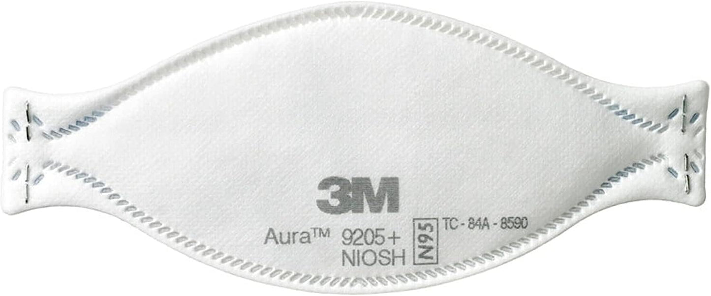 3M Aura Particulate Respirator 9205+ N95, Lightweight, 3 Panel Designed Helps Provide Comfortable and Convenient Respiratory Protection, 3-Pack