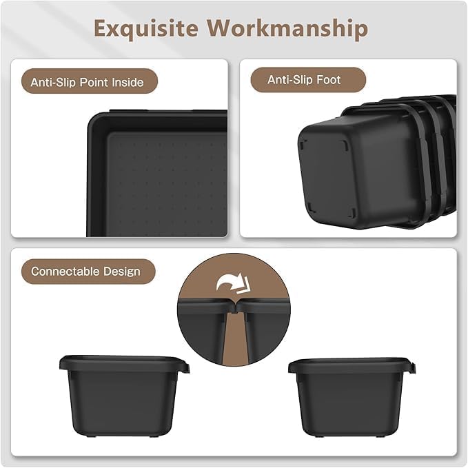 A-LuGei 【𝟲 𝗦𝗜𝗭𝗘】 Tool Box Organizer Tray Set【Fits 100+ Tools】 Black Plastic Drawer Divider Desk Drawer Organizer Garage Organization for Rolling Tool Chest Cart Workbench Office Storage