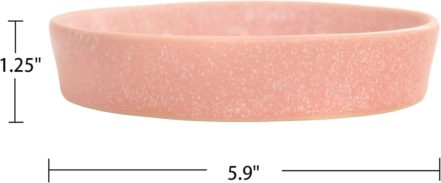 Ceramic Slow Feeder Cat Bowl, 6 Inch Shallow, Whisker Friendly, Dishwasher Safe (Pink)