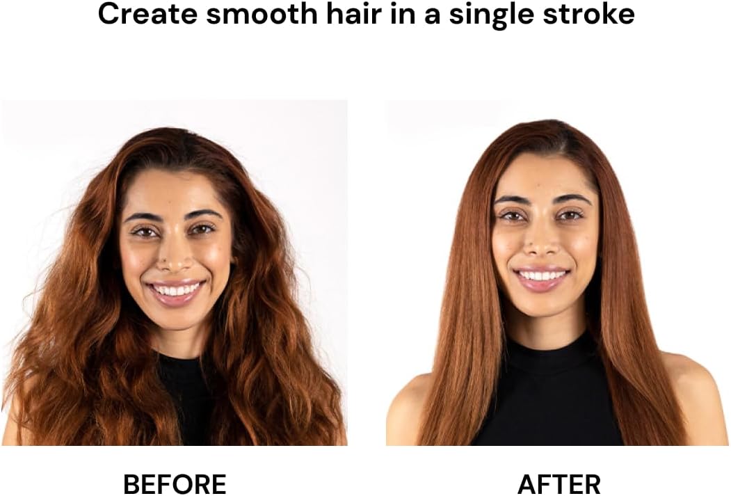 L'ANGE HAIR Le Vite Straightening Brush | Heated Hair Tool for Smoother, Frizz-Controlled Look | Dual-Voltage Hot Brush Straightener for Effortless Styling & Shine | Ceramic Standard Size (Blush)