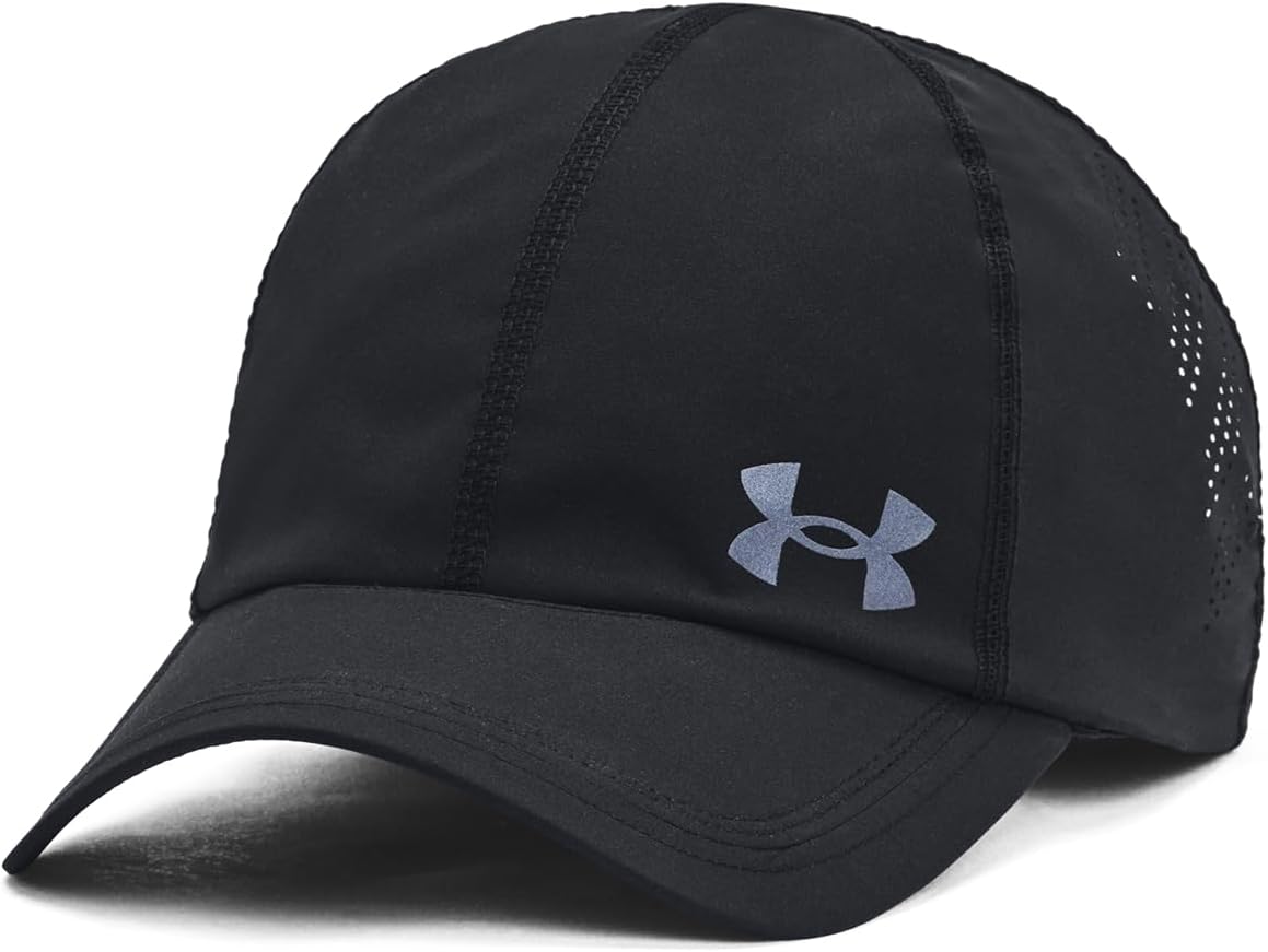 Under Armour Men's Iso-Chill Launch Run Adjustable Hat, (001) Black/Black/Reflective, One Size Fits Most