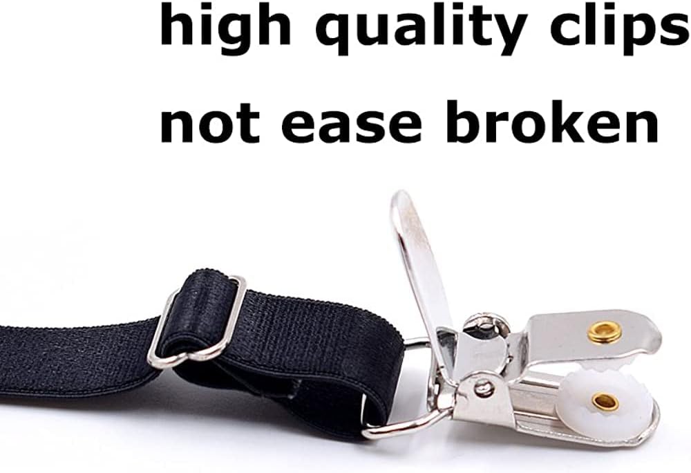 Mens Shirt Stays Upgrade Adjustable Elastic Garter Military Shirts Holder with Non-slip Locking Clamps