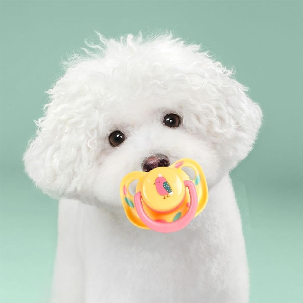Pet Silicone Calming Pacifier, Dog Pacifiers for Small Dogs, Kitten Pacifiers, Puppy Teething Toys and Cat Chew Toys, Essential Pet Supplies, Puppy Essentials and Kitten Supplies (Chicks)