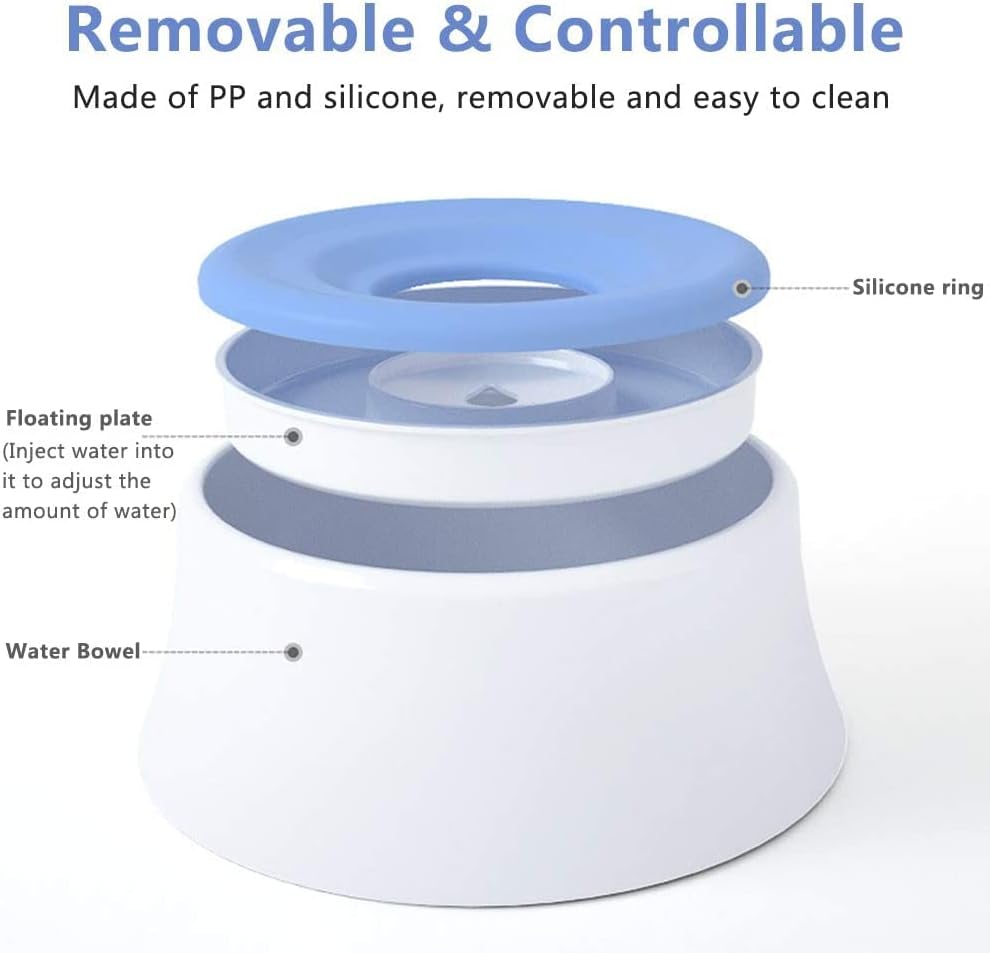 Fountain Pet Dog Water Bowl,Spill Proof Slow Drinking Water Feeder Bowl for Pets Feeding Non Wet Mouth, No Spill Pet Water Bowl for Puppy Kitten Feed Pet Bowl Pet Water Dispenser