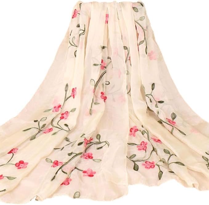 Tapp Collections Embroidery Chiffon Lightweight Fashion Summer Fall Scarf Wrap Shawl for Women