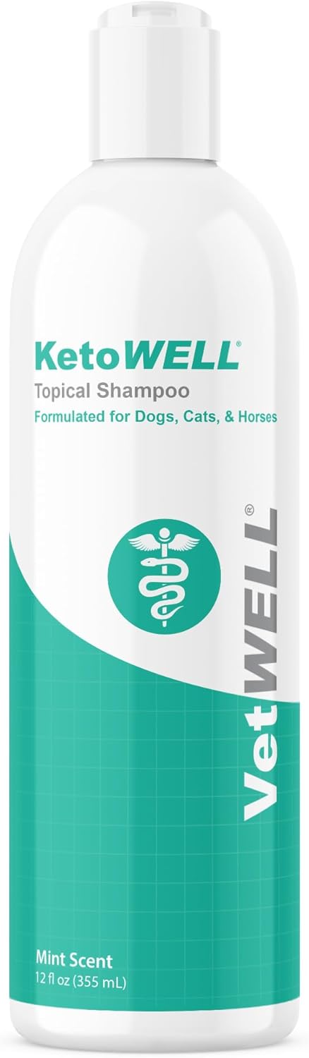 VetWELL Shampoo for Dogs Cats & Horses - Topical Shampoo with Oatmeal & Aloe -12oz Mint Scent