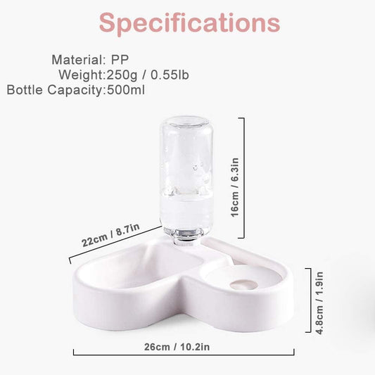 2 in 1 Pet Feeder Water Automatic Dispenser with Bottle Dog CatSpill Proof Pet Drinking Fountain Water Bowl for Pets FeedinNo Spill Pet Water Bowl for Puppy Kitten Feed Pet Bowl Pet