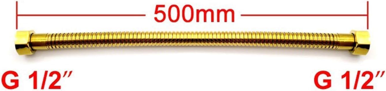 Gold 50cm Plumbing Pipe, Plumbing Hose 1/2 Angle Valve Connector, Stainless Steel Gold Toilet Hose for Bathroom, Fittings Length, Tubing and Hoses