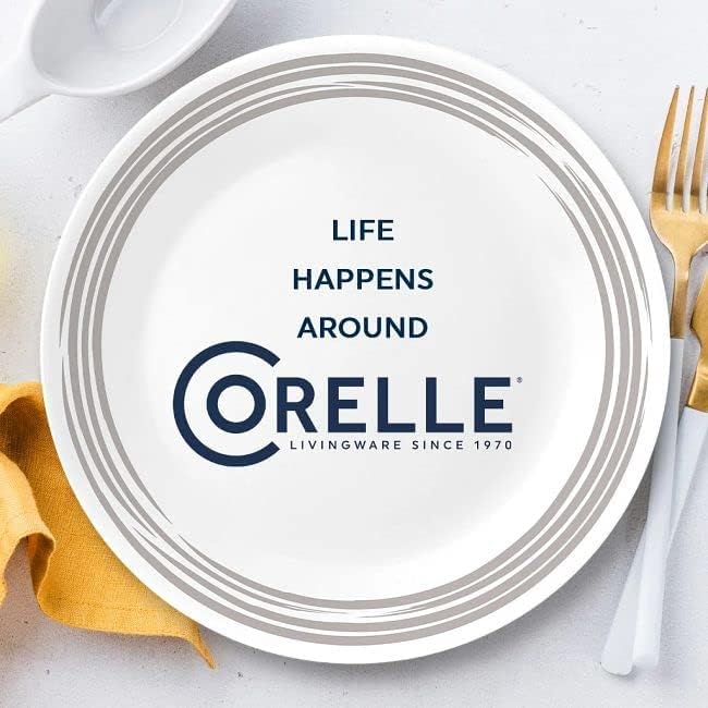 Corelle Brushed Silver 16pc, Service for 4, Dinnerware Set, 12 plates 4 bowls, Chip & Break Resistant, Dinner Plates and Dinner Bowls, Corelleware Plates