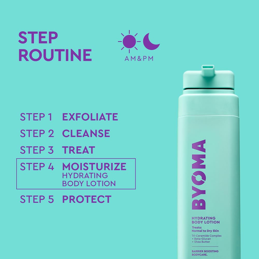 BYOMA Hydrating Body Lotion – Deeply Hydrates & Nourishes with Tri-Ceramide Complex, Shea Butter & Beta Glucan Skin Barrier, 13.52 Fl. Oz