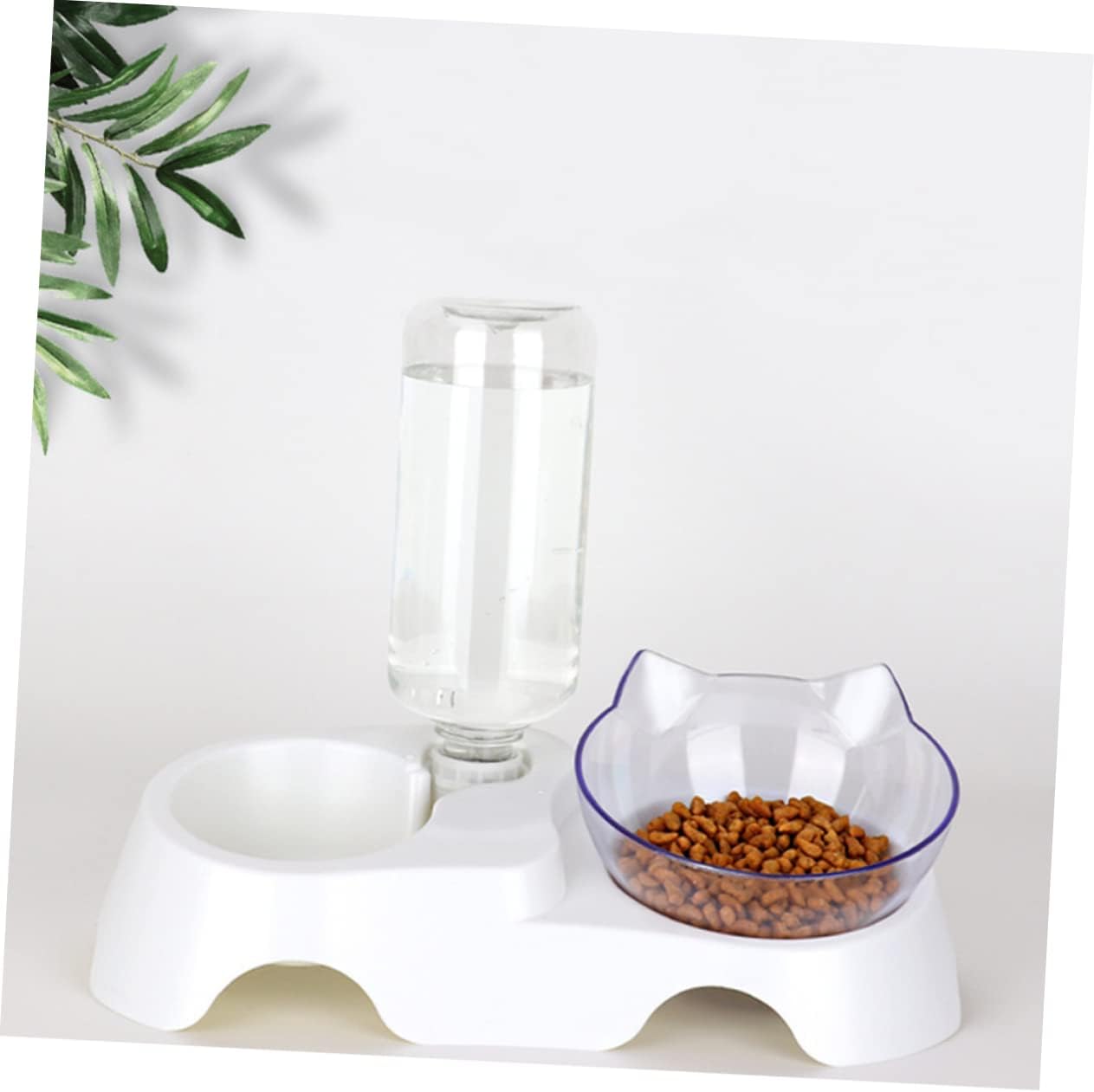 Milisten PET Food and Water Bowl Set 15° Tilted Automatic Water Dispenser for Small to Medium Dogs and Cats